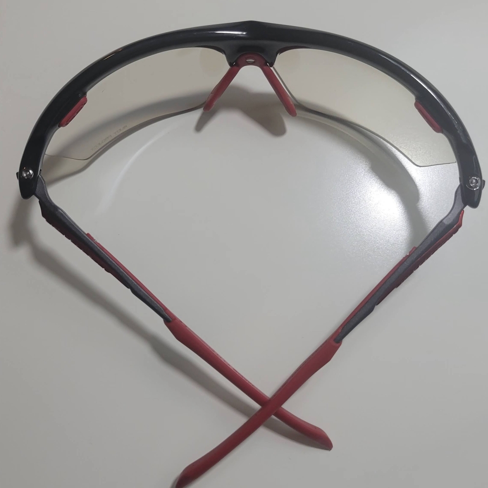 Sleek Black and Red Rectangular Glasses